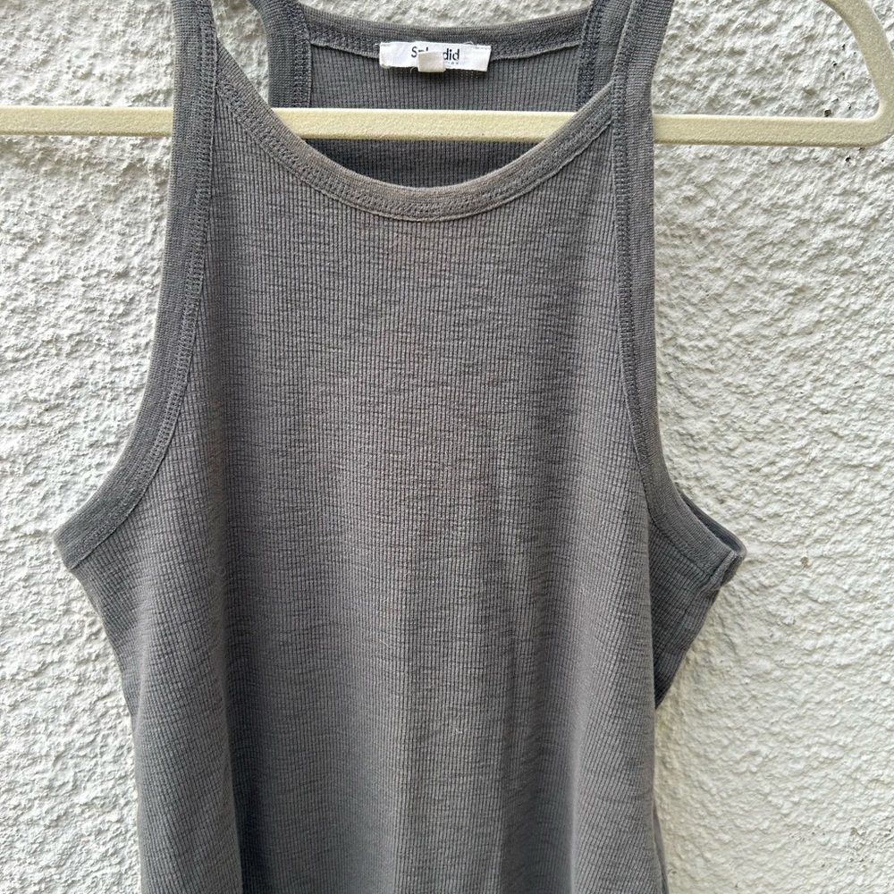 Splendid Gray Fitted Crop Tank Top